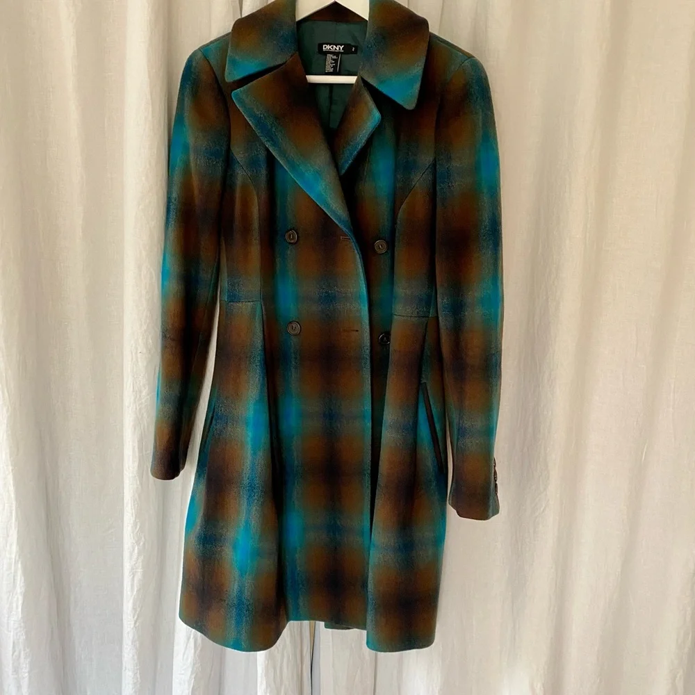 DKNY Wool Plaid Jacket. Size 2 - Picture 1 of 6